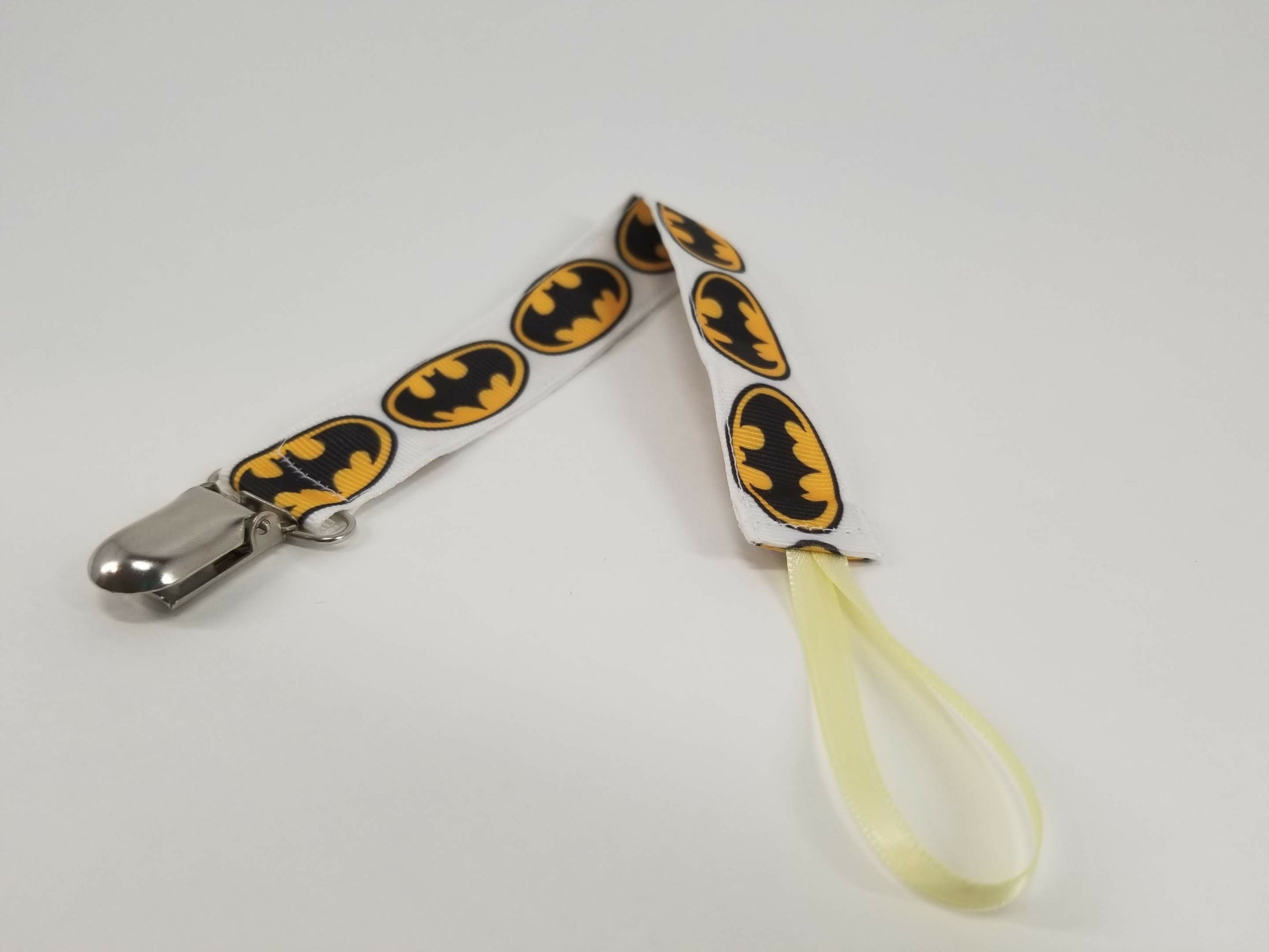 Pacifier/Teether Clip Batman On White Artistically Driven